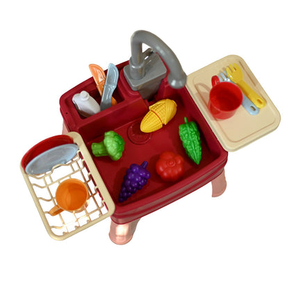 Kitchen Sink with Running Water | Electronic Dishwasher & Working Faucet Toy Set – Role Play