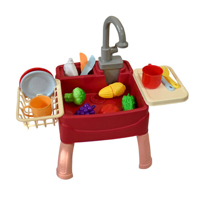 Kitchen Sink with Running Water | Electronic Dishwasher & Working Faucet Toy Set – Role Play